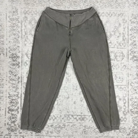 Aerie Womens Zipper Front Jogger Washed Olive Green Fleece Zipper Pocket Size XL - Picture 1 of 5